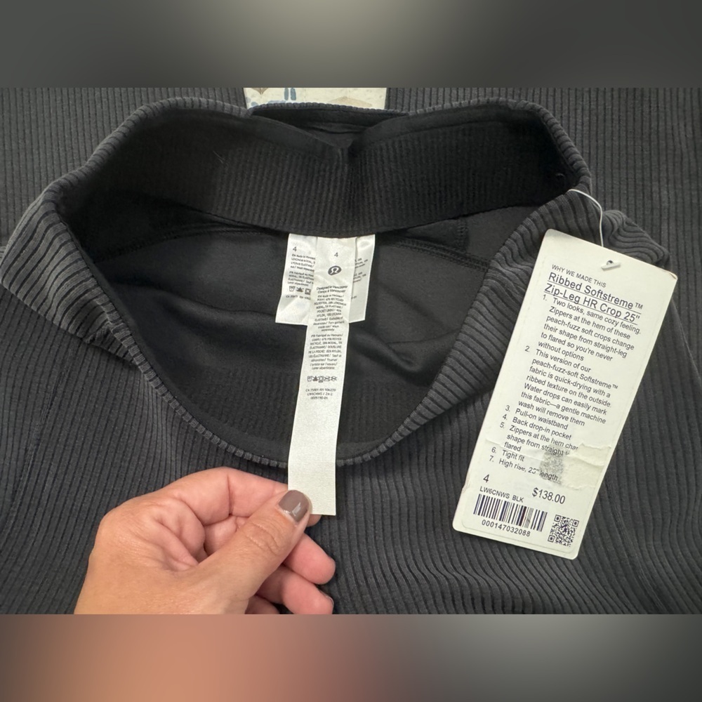 Lululemon Ribbed Softstreme Zip-Leg High-Rise Cropped Pants 25" in Black - Picture 5 of 5